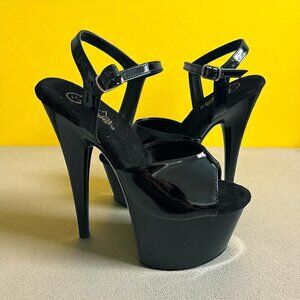 PLEASER Adore Black Platform Heels Size 8